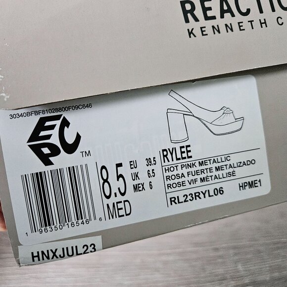 Kenneth Cole Reaction Rylee Hot Pink Metallic Slingback Platform Sandals Size 8. - Picture 3 of 16